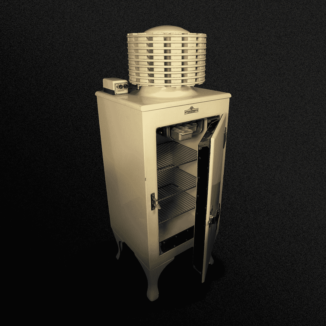 Uno de los primeros modelos de refrigerador. Fuente: Archivo gráfico de Ediciones Larousse.