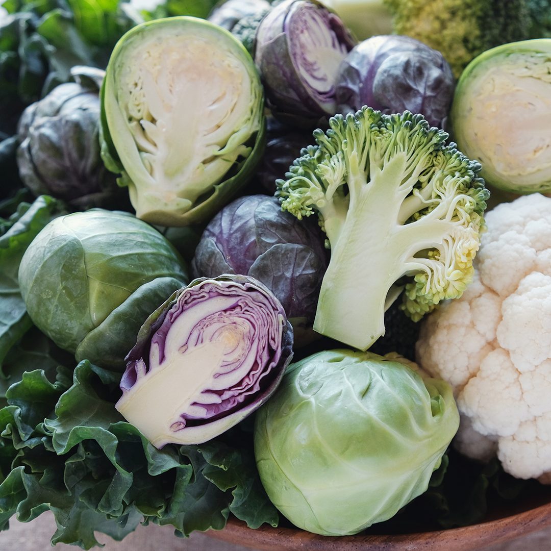 La coliflor, el brócoli o las coles de bruselas contienen glucosinolato. Fuente: Archivo fotográfico de Larousse Cocina.
