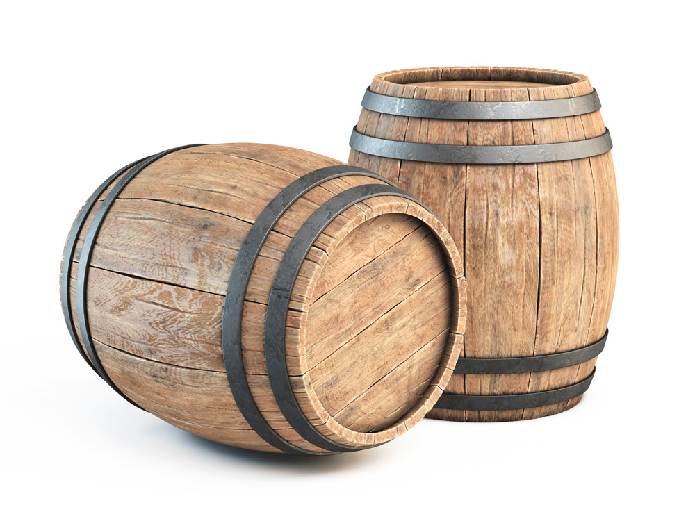 Las barricas o barriles de madera sólo se utilizan dos veces.